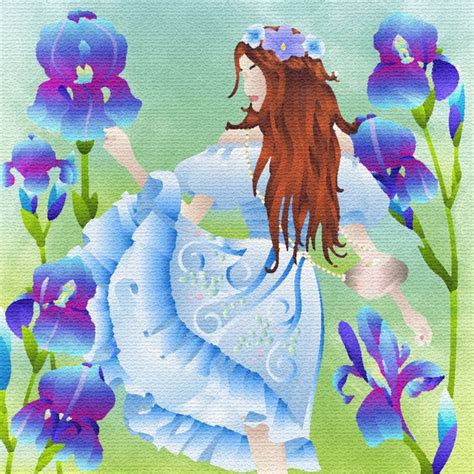 girl with irises artwork iris girl