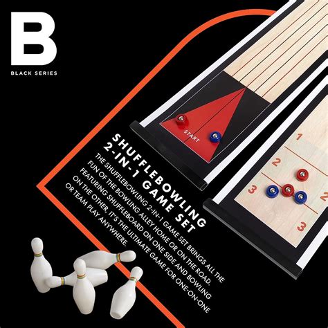 The Black Series Tabletop Shuffleboard And Bowling 2 In 1 Set With Roll