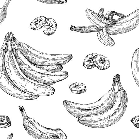 Premium Vector Sketch Banana Pattern Seamless Background Of Hand