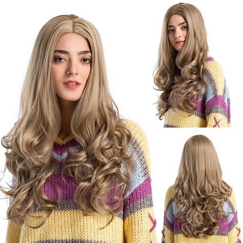Fashion Wavy Light Brown Long Curly Wig For Woman Wig Artificial Hair