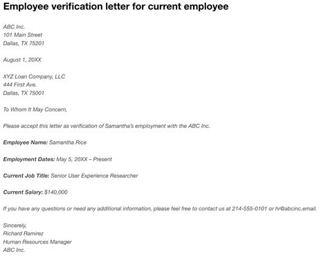 Employment Verification Letter Templates Blog