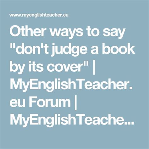 Other Ways To Say Don T Judge A Book By Its Cover Myenglishteacher Hot Sex Picture