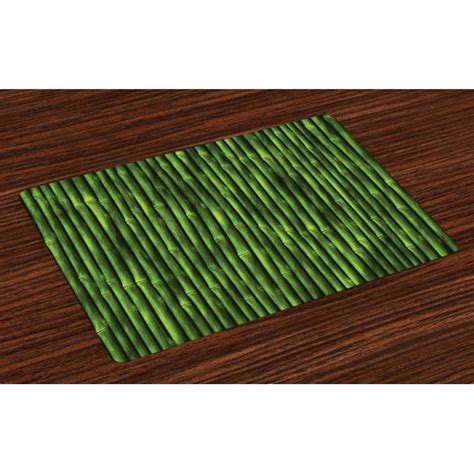 Bamboo Placemats Set Of 4 Bamboo Stems Pattern Tropical Nature Inspired