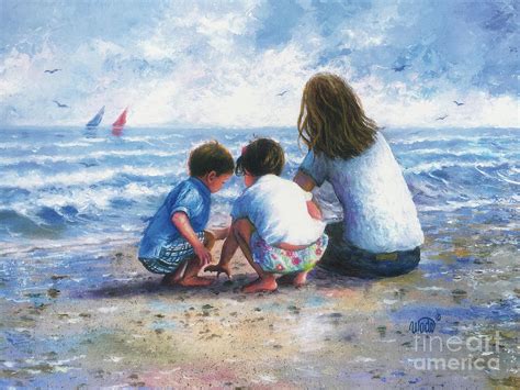 Mother Son Daughter Beach Painting By Vickie Wade Fine Art America