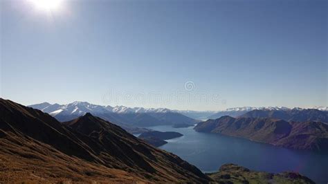 Lake Wanaka From Top Of Roys Peak Track In Winter New Zealand Stock