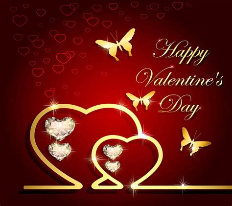 Valentines Day Butterfly Diamonds Gold Happy Corazones Love