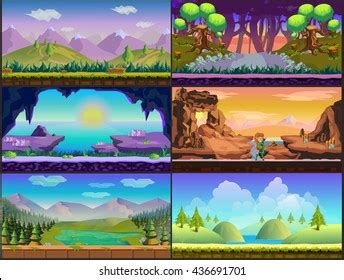 Cartoon Landscape Game Vector Illustration Separate Stock Vector Royalty Free
