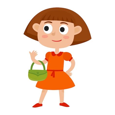 Premium Vector Cartoon Cute Girl With Small Bags Illustration Of