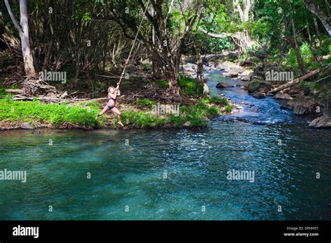 Kipu Falls Is A Secret Swimming Hole On Hawaii´s Island Of Kauai Usa