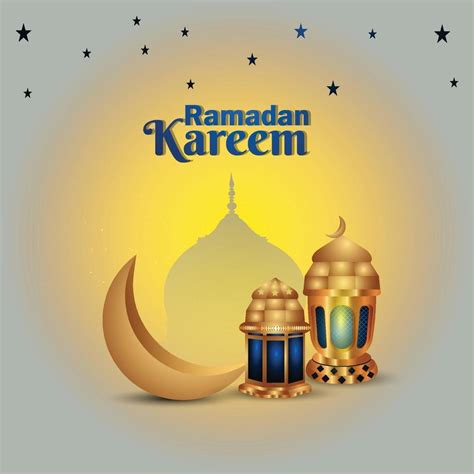 Ramadan Islamic Festival With Golden Lamp And Moon 2155168 Vector Art