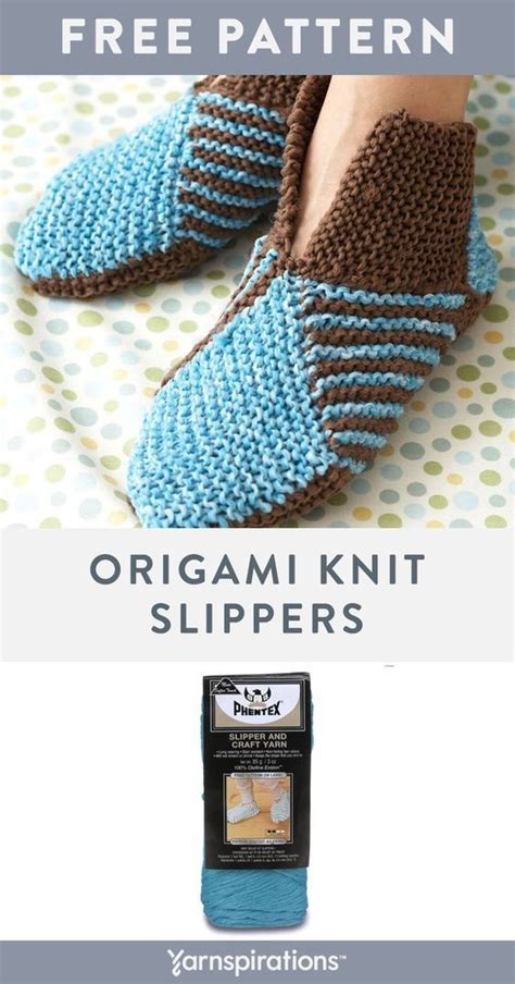 Free Origami Slippers Knit Pattern Using Phentex Slipper And Craft Yarn