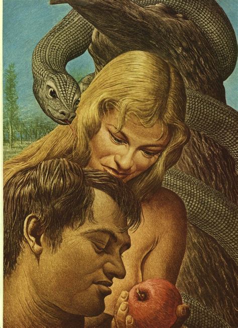 Guy Rowe Adam And Eve Vintage 1949 Religious Biblical Lithograph Print 9 X 12 Art Prints