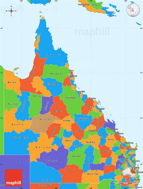 Political Simple Map Of Queensland