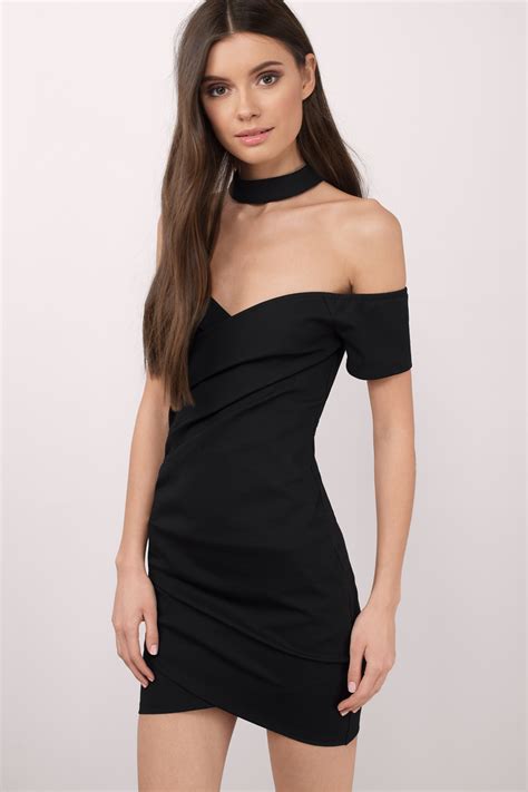 Cute Black Dress Off Shoulder Dress Stretch Dress Bodycon Dress 37 Tobi Us