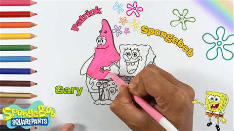 Menggambar Dan Mewarnai Spongebob Patrick Dan Gary Untuk Anak Anak