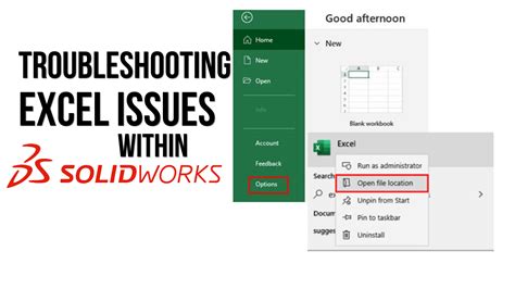 Troubleshooting Excel Issues Within Solidworks Goengineer