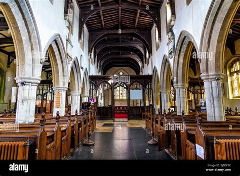 Interior Of St Marys Parish Church In Baldock Hertfordshire Uk Stock