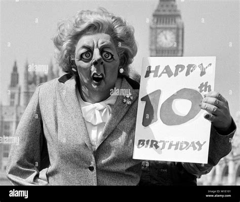 Television Comedy Show Spitting Images View Of The Prime Minister Margaret Thatcher Celebrating