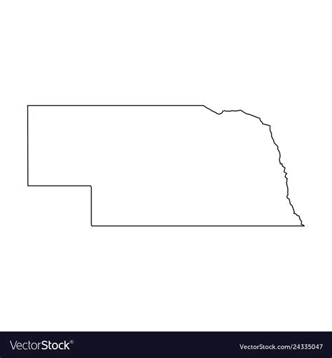 Nebraska State Of Usa Solid Black Outline Map Vector Image