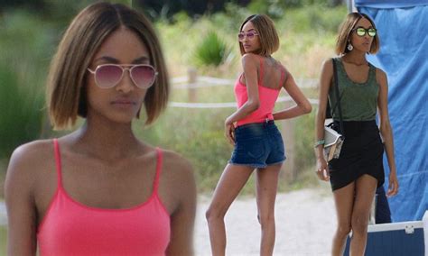 Jourdan Dunn In Denim Shorts And Pink Vest Top During Fashion Shoot Daily Mail Online