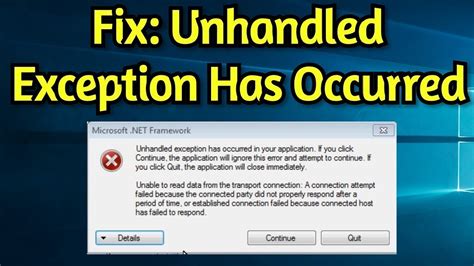 How To Fix The Unhandled Exception Has Occurred In Your Application Error On Windows Benisnous