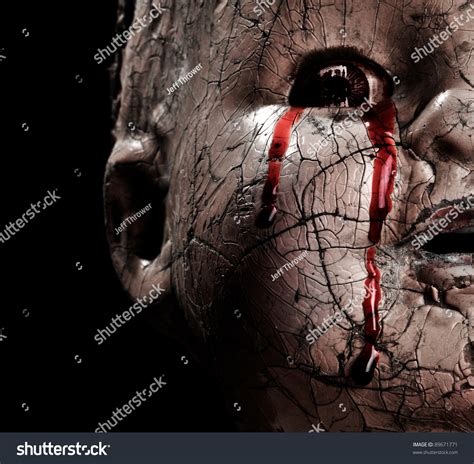 Close Cracked Scary Doll Crying Blood Stock Photo 89671771 Shutterstock