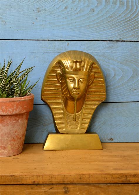 Vintage Brass Egyptian Revival Pharaoh Tutankhamun Bust Etsy