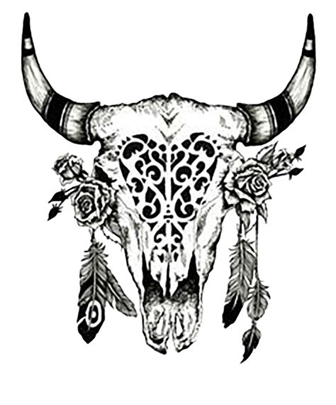 Cattle Drawing Cows Skull Red White And Blue Clip Art Tattoo Png