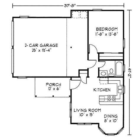 Cottage Style House Plan 1 Beds 1 Baths 582 Sqft Plan 410 164