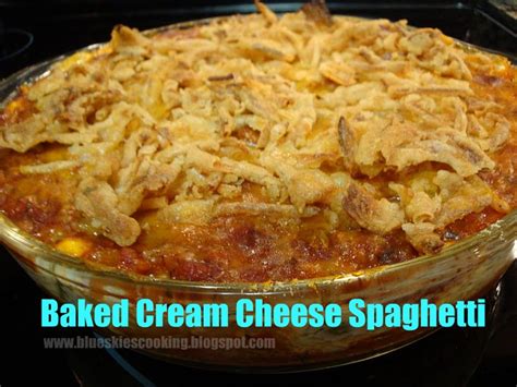 Stir till cheese is fusible and therefore the alimentary paste is completely coated. Tastefully Done: Baked Cream Cheese Spaghetti