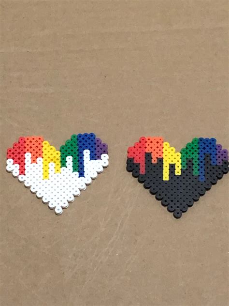 Perler Bead Rainbow Heart Drip Etsy