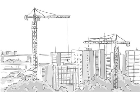 Building Construction Tower Crane Draw Graphic Design
