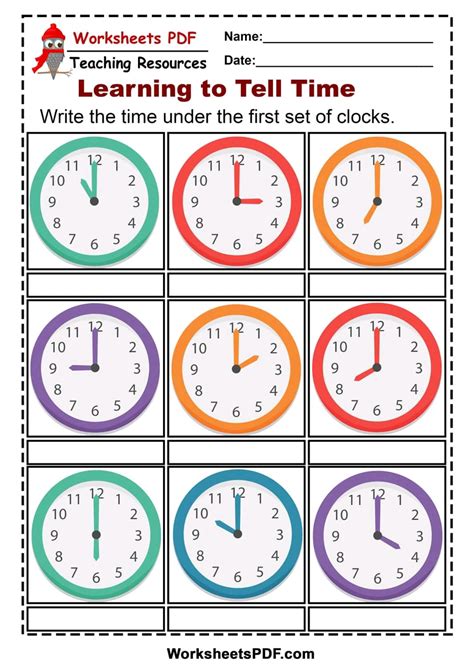 Teaching To Tell Time Free Worksheets