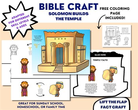 Solomon Builds The Temple Bible Story Craft Lift The Flap Activity Etsy