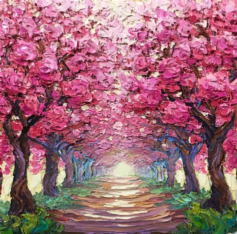 Realistic Cherry Blossom Tree Wall Painting Mural Wall