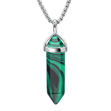 Beadnova Synthetic Malachite Necklace Gemstone Crystal Necklace For
