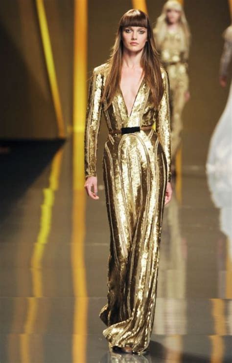 Gold Floor Length Runway Look Stunning Dress Runway Fashion High
