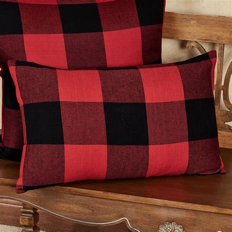 Rustic Buffalo Plaid Red And Black Pillows