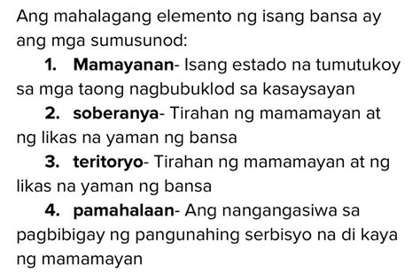 Ano Ang Pinaka Mahalagang Elemento Ng Isang Bansa Brainlyph