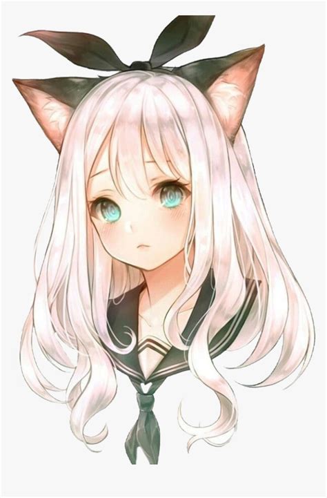 Anime Girl Cat Animecat Girlcute Animegirl Animecat Kawaii Anime Girls White Hair Ár