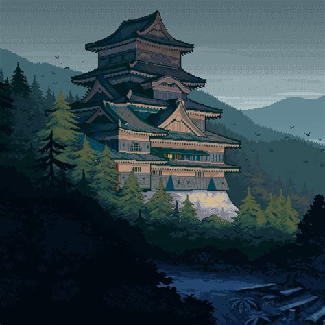 2048x2048 Japanese Castle Pixel Art Ipad Air Wallpaper Hd