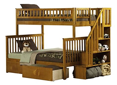 Woodland Staircase Bunk Bed With Urban Bed Drawers Caramel Latte Twin
