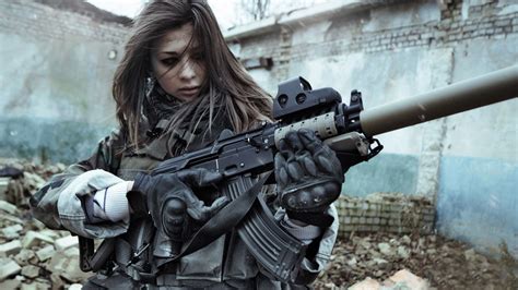 Woman Soldier Wallpaper Girl Guns Guns Female Soldier