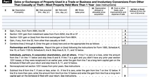 Irs Form 4797 Instructions Sales Of Business Property
