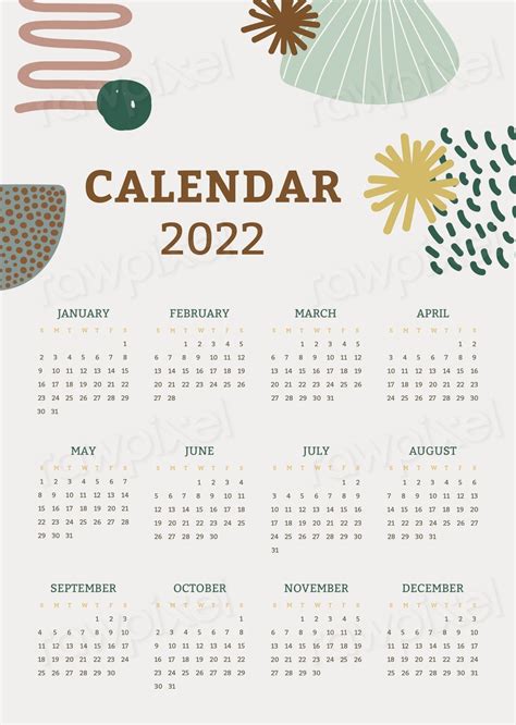 Aesthetic 2022 Monthly Calendar Template Premium Psd Template Rawpixel