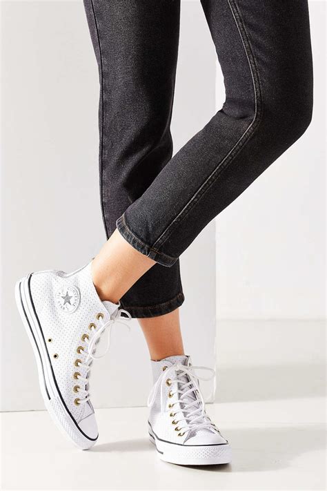 Converse Chuck Taylor Perforated Leather Sneaker In White Lyst
