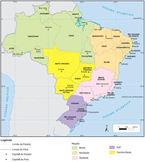 Mapa Do Brasil Regiões Estados E Capitais Toda Matéria