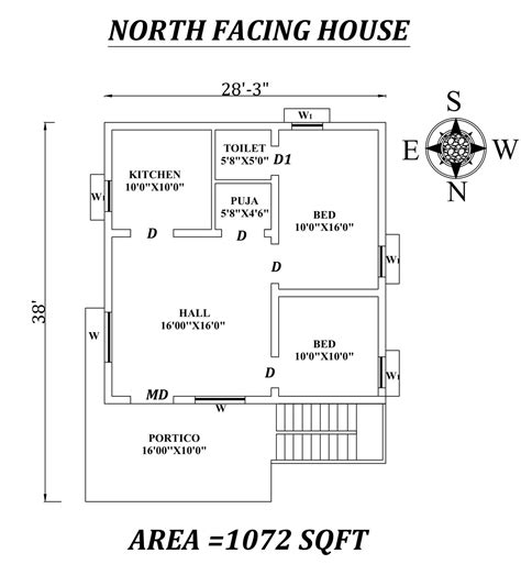 33x399 Amazing North Facing 2bhk House Plan As Per Vastu Shastra