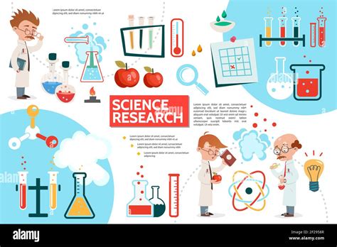 Flat Science Infographic Template With Scientific Research Apples