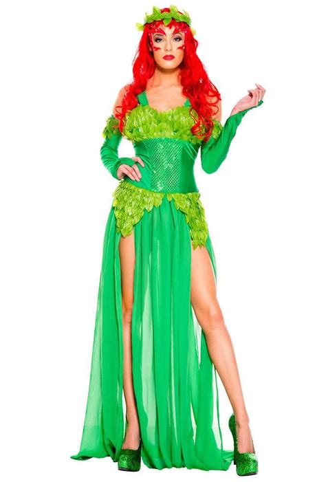 Womens Poison Ivy Costume Dress For Halloween Party Elf Dress Ivy